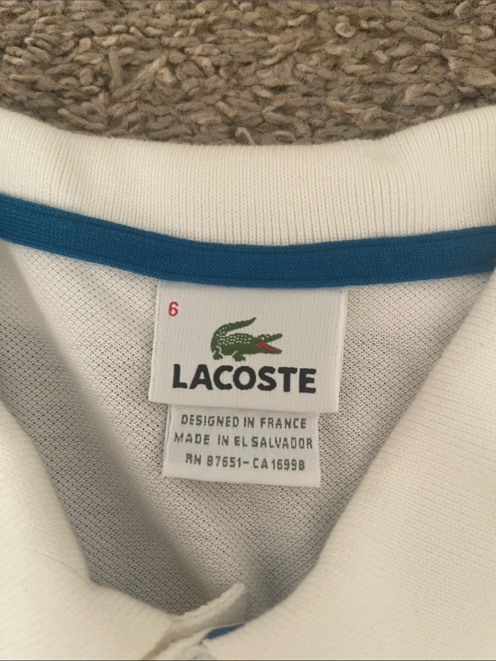 Lacoste White Polo with Green Crocodile Patch - Picture 3 of 6